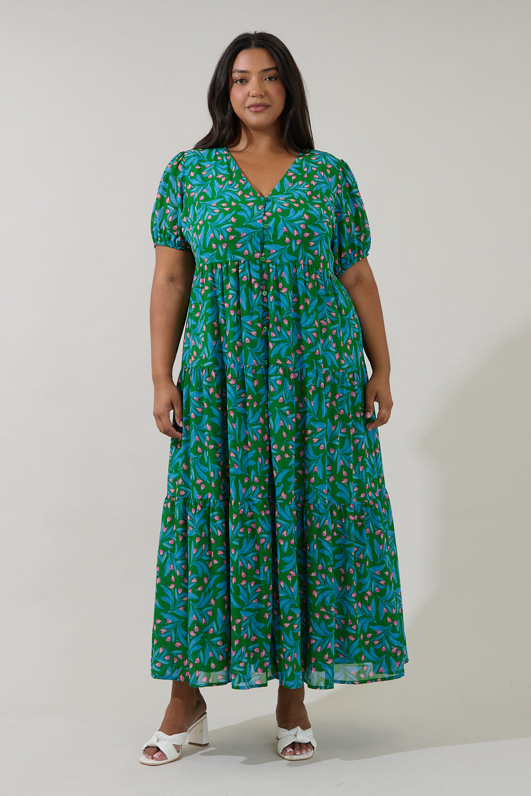 Tiered Maxi Dress Divina Floral Curve