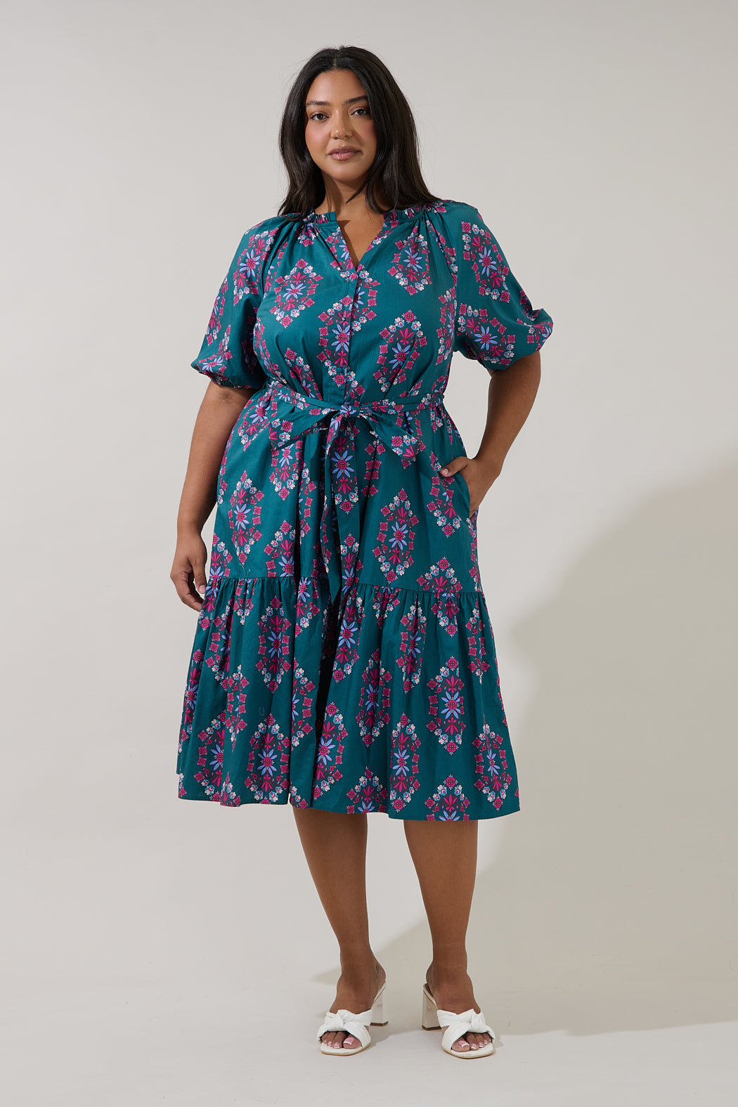 Wynette Tiered Midi Dress Folklore Curve