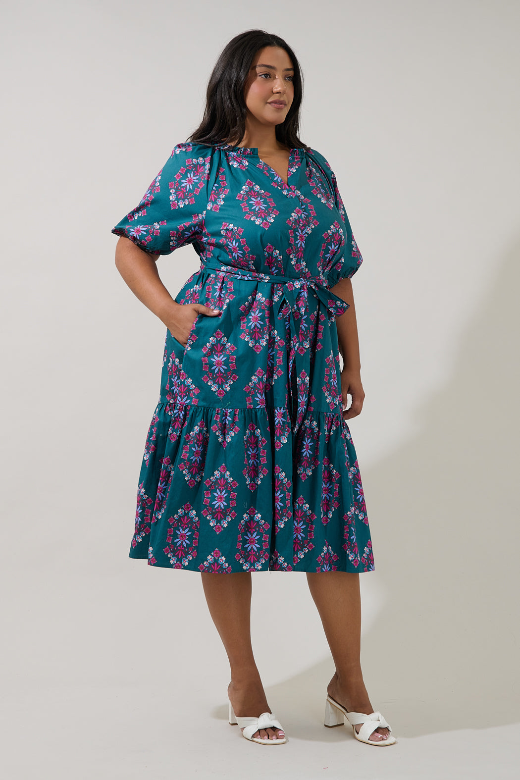 Wynette Tiered Midi Dress Folklore Curve