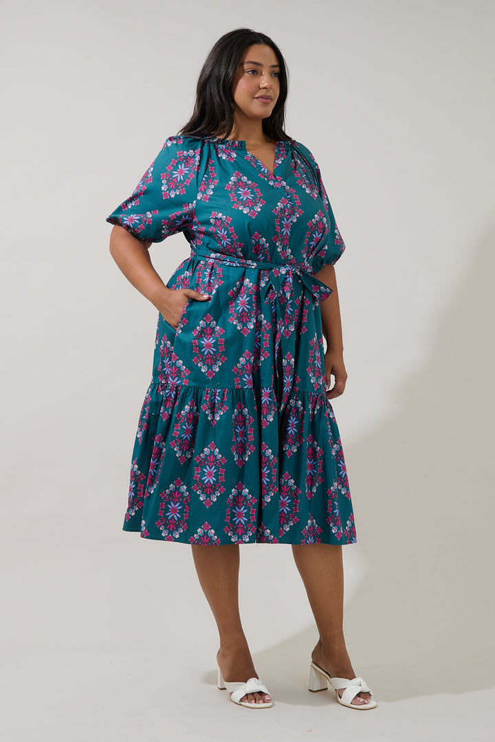 Wynette Tiered Midi Dress Folklore Curve