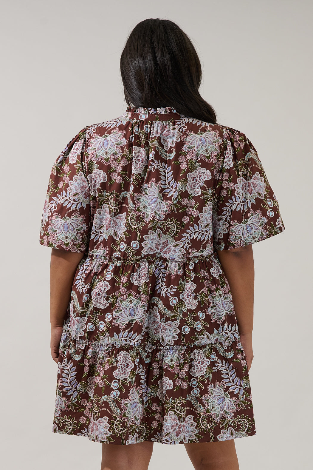 Dixie Split Neck Shift Dress Rustic Curve