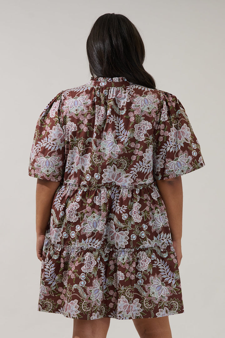 Dixie Split Neck Shift Dress Rustic Curve