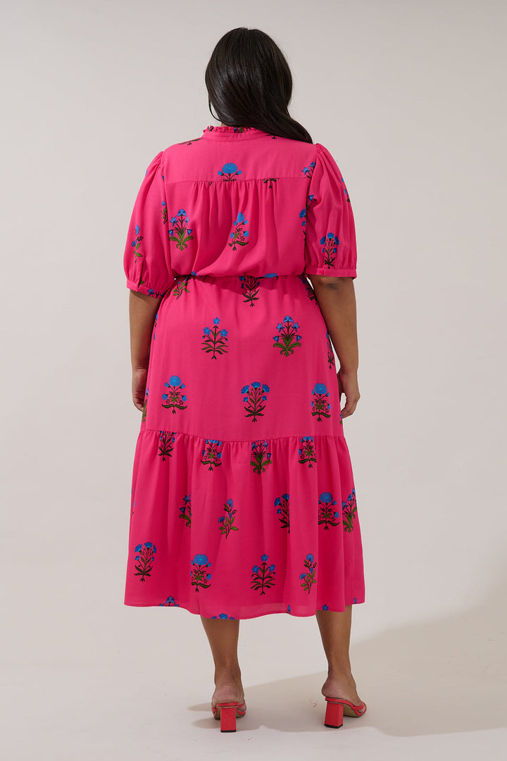 Zurum Pleated Midi Dress Genora Floral Curve