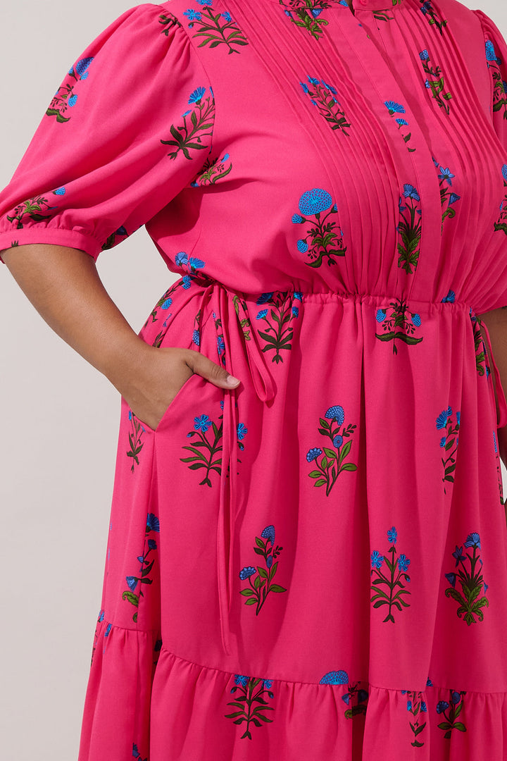 Zurum Pleated Midi Dress Genora Floral Curve