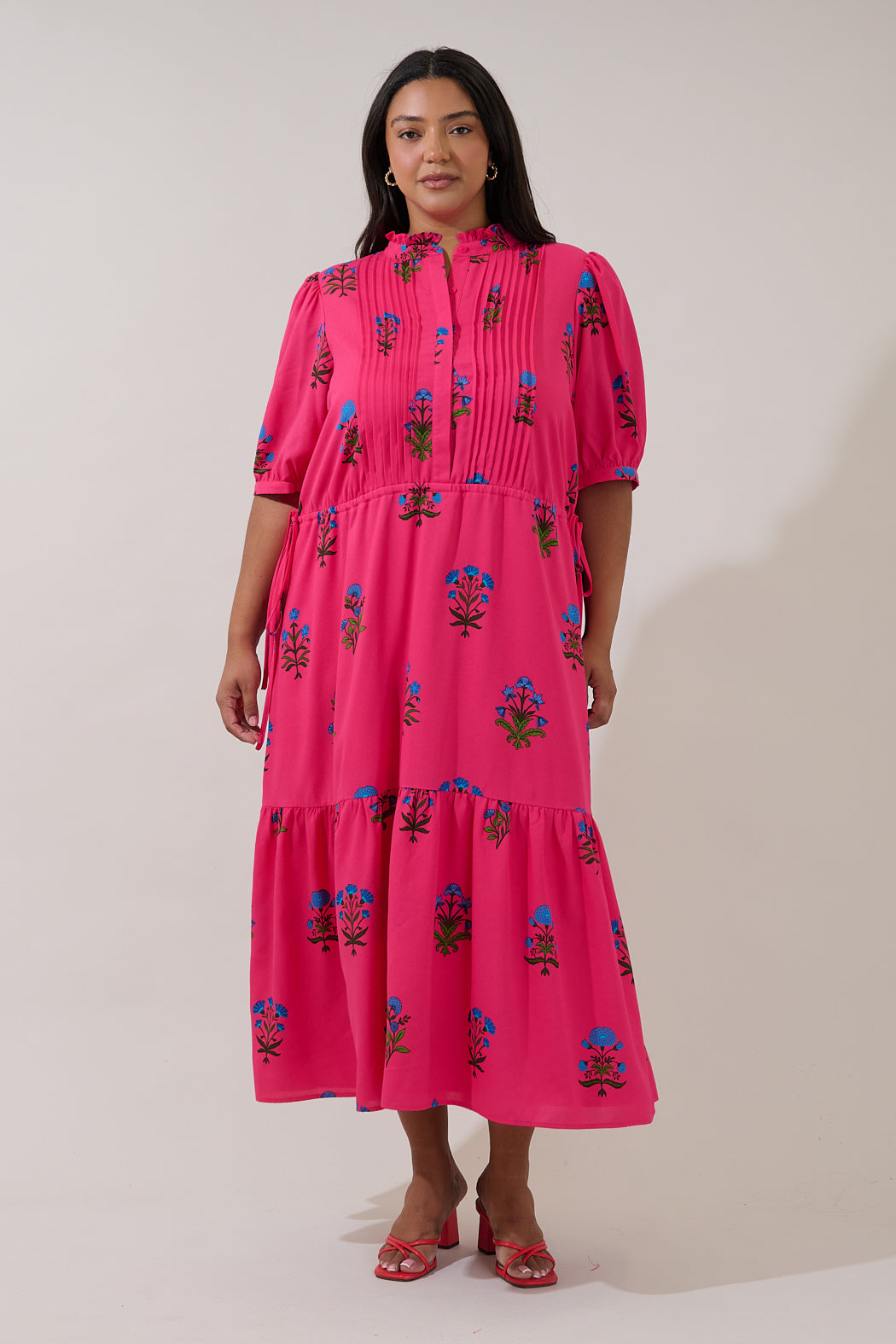 Zurum Pleated Midi Dress Genora Floral Curve
