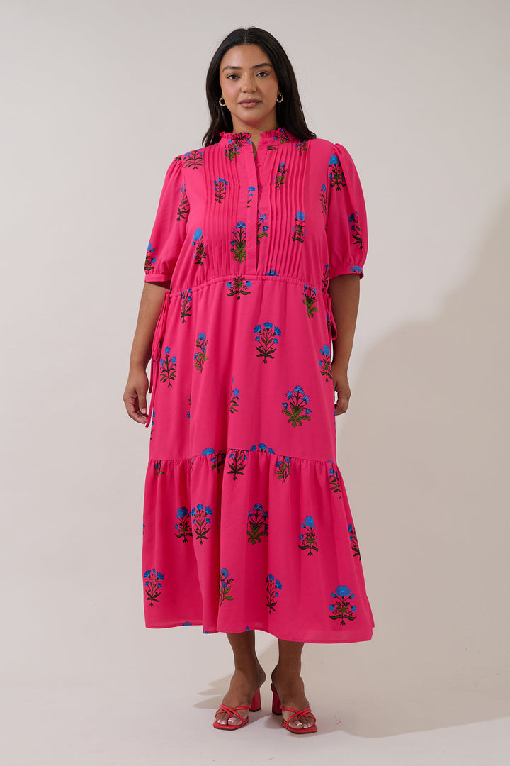 Zurum Pleated Midi Dress Genora Floral Curve