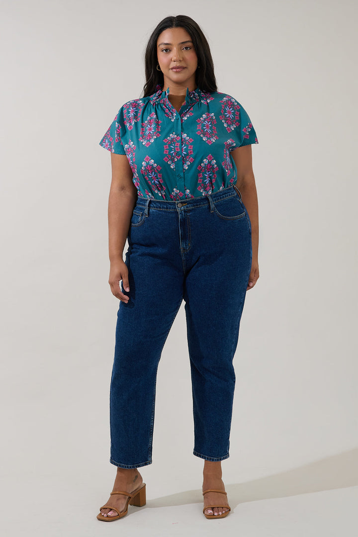 Patma Mock Neck Top Folklore Curve