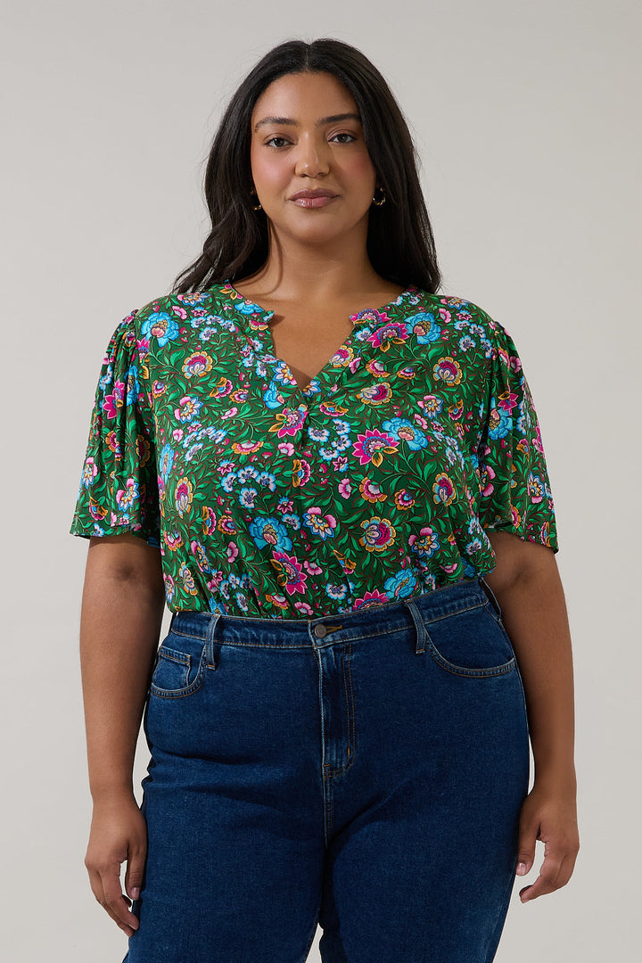 Mivie Pleated Top Botanical Curve