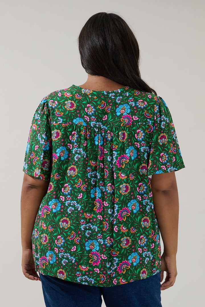 Mivie Pleated Top Botanical Curve