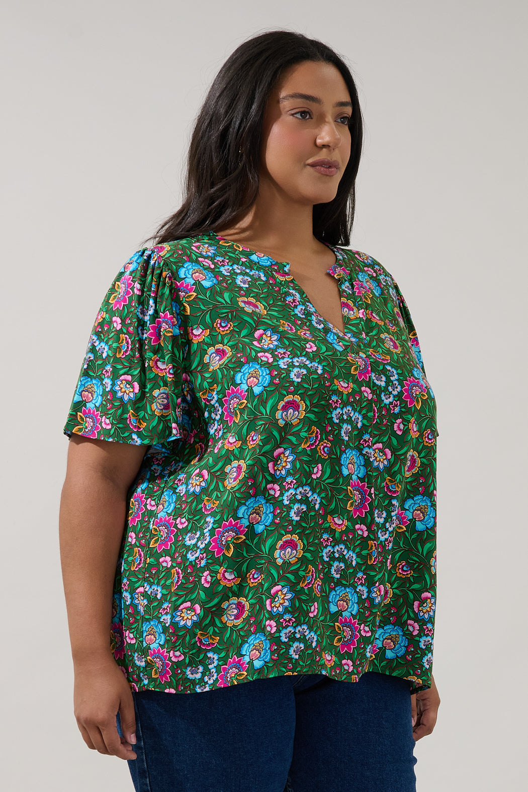 Mivie Pleated Top Botanical Curve