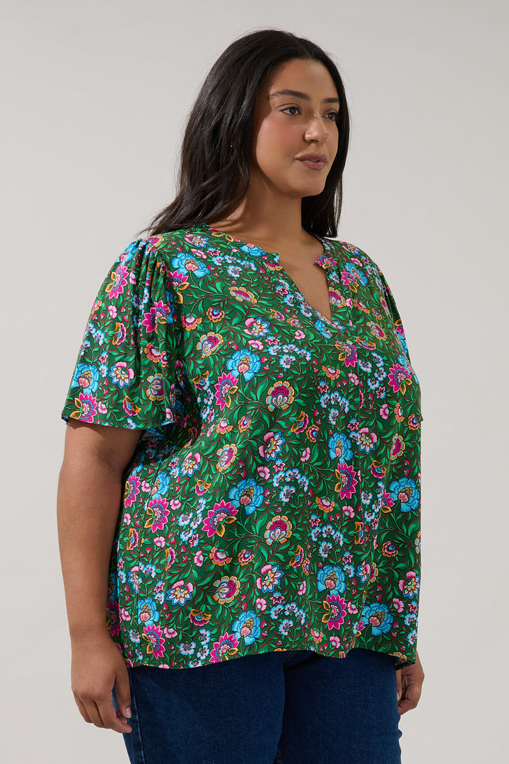 Mivie Pleated Top Botanical Curve