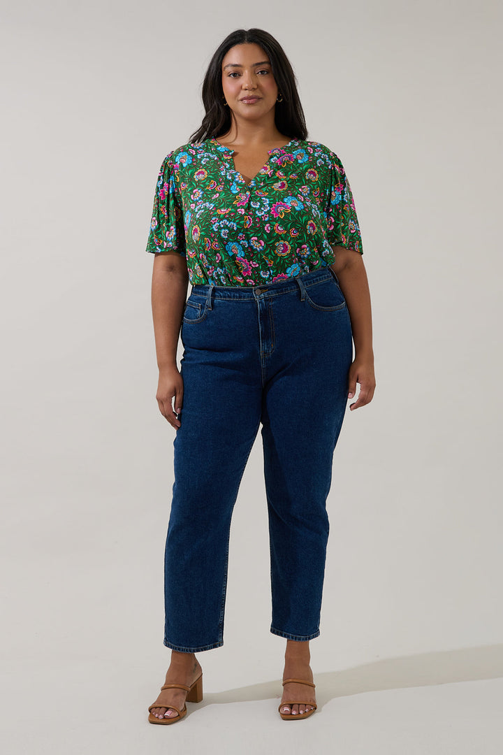 Mivie Pleated Top Botanical Curve