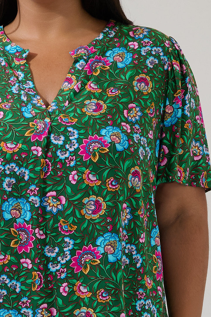 Mivie Pleated Top Botanical Curve