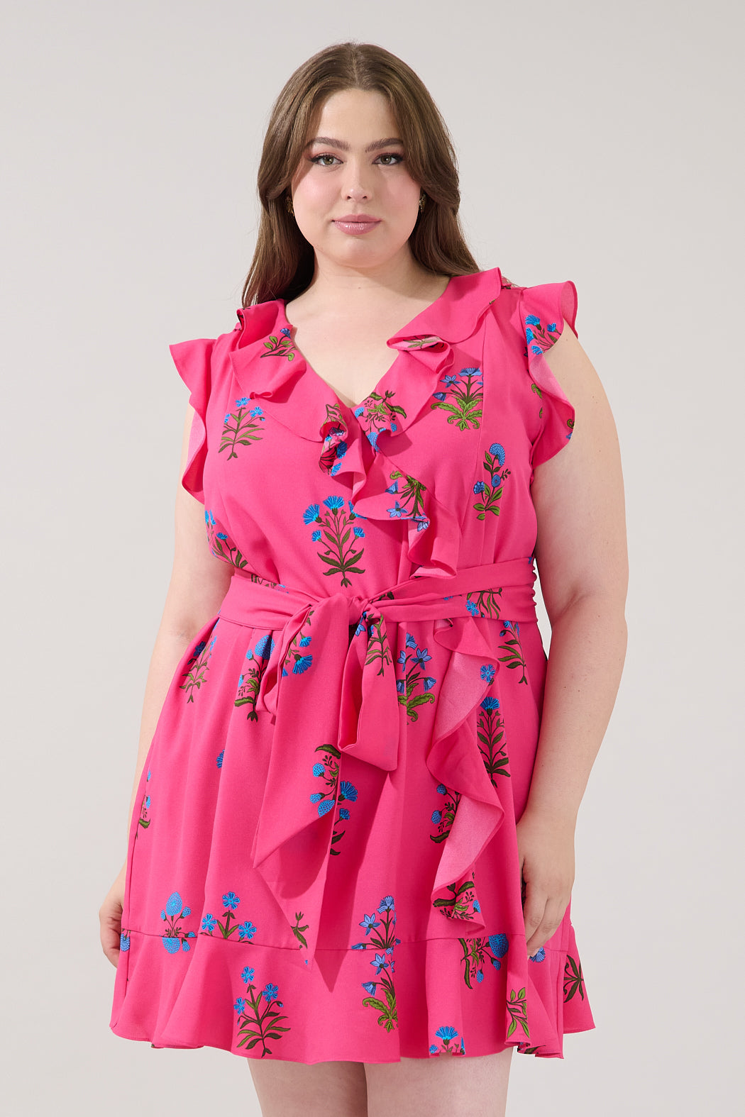 Radiant Ruffle Wrap Dress Genora Floral Curve