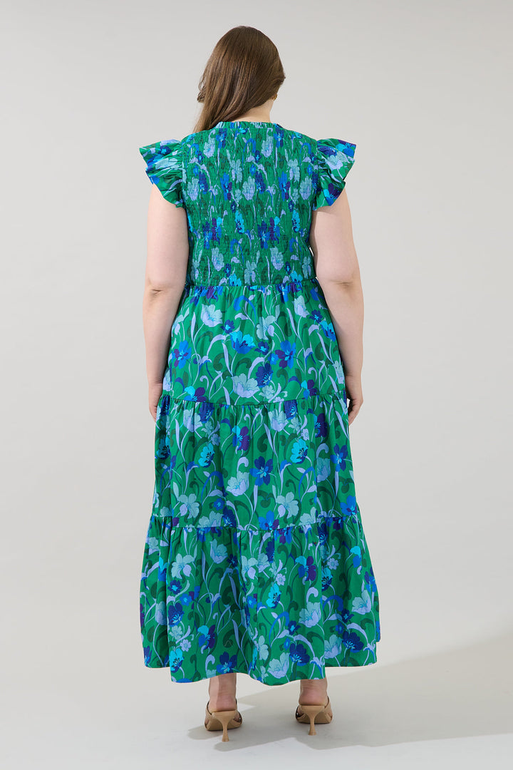 Sunfire Tiered Midi Dress Lomeli Floral Curve
