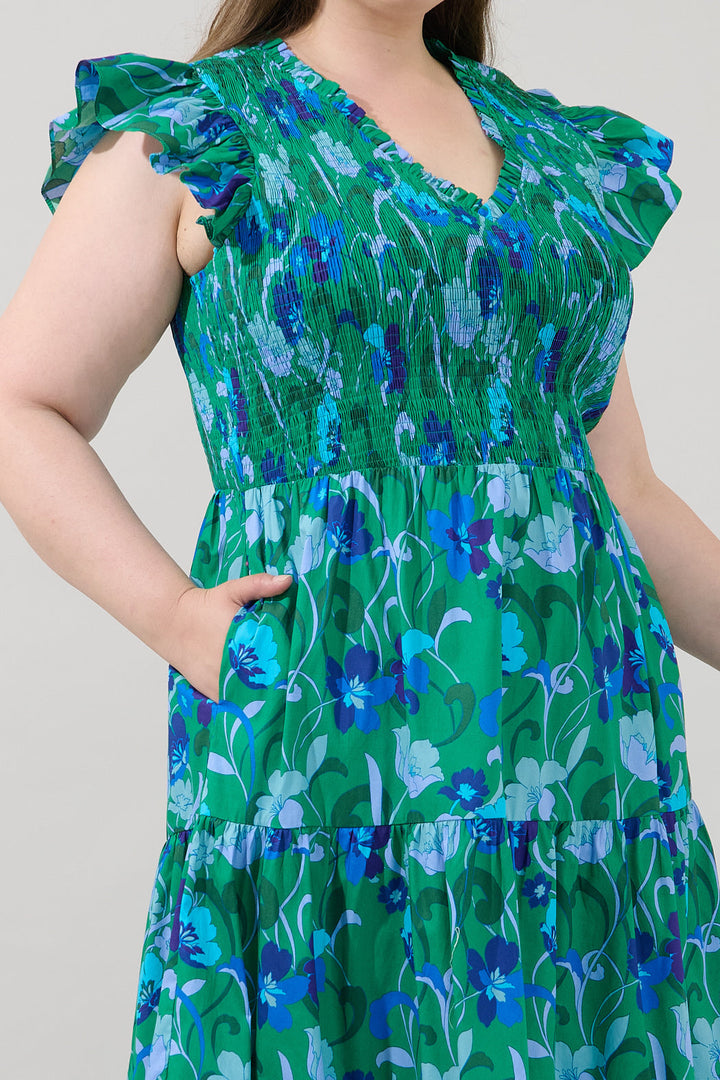 Sunfire Tiered Midi Dress Lomeli Floral Curve