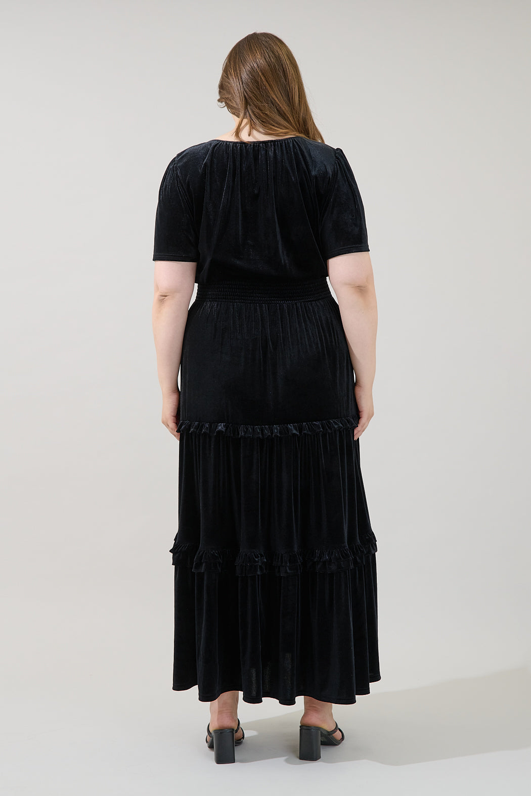 Juliete Velvet Palmer Tiered Maxi Dress Curve