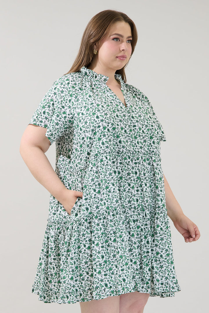 Pallas Poplin Tiered Mini Dress Floral Curve
