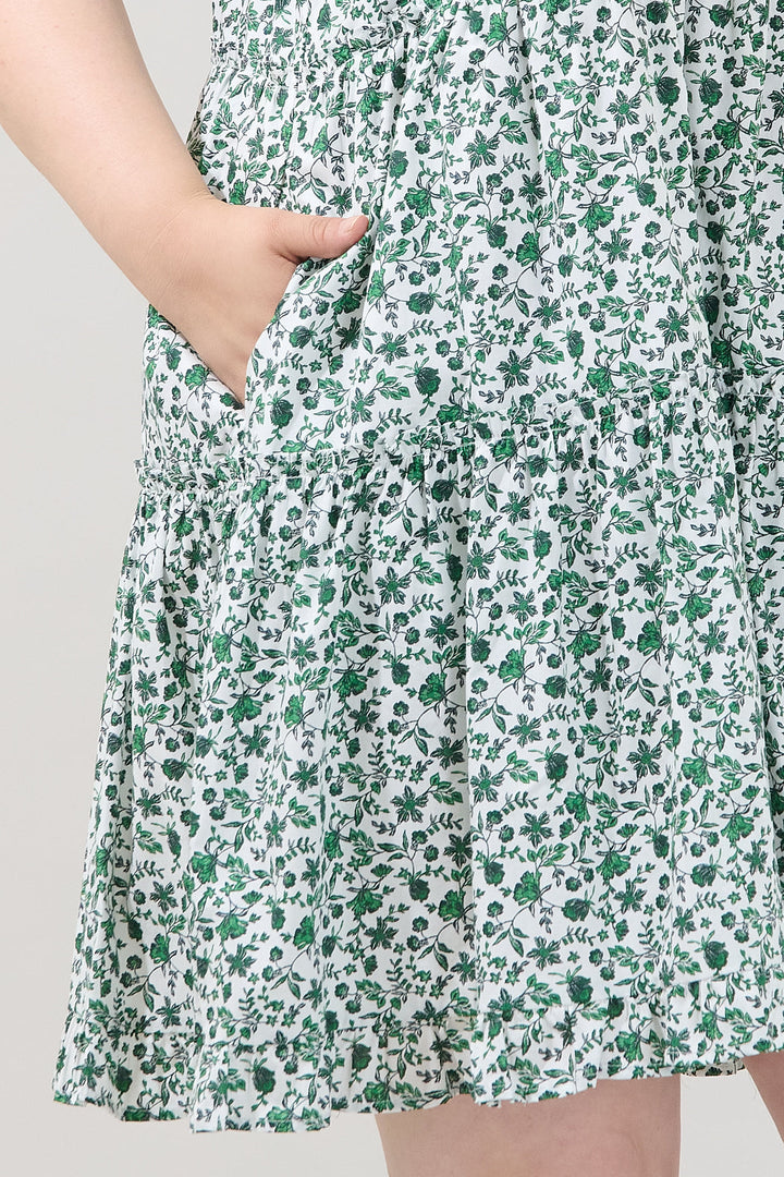 Pallas Poplin Tiered Mini Dress Floral Curve