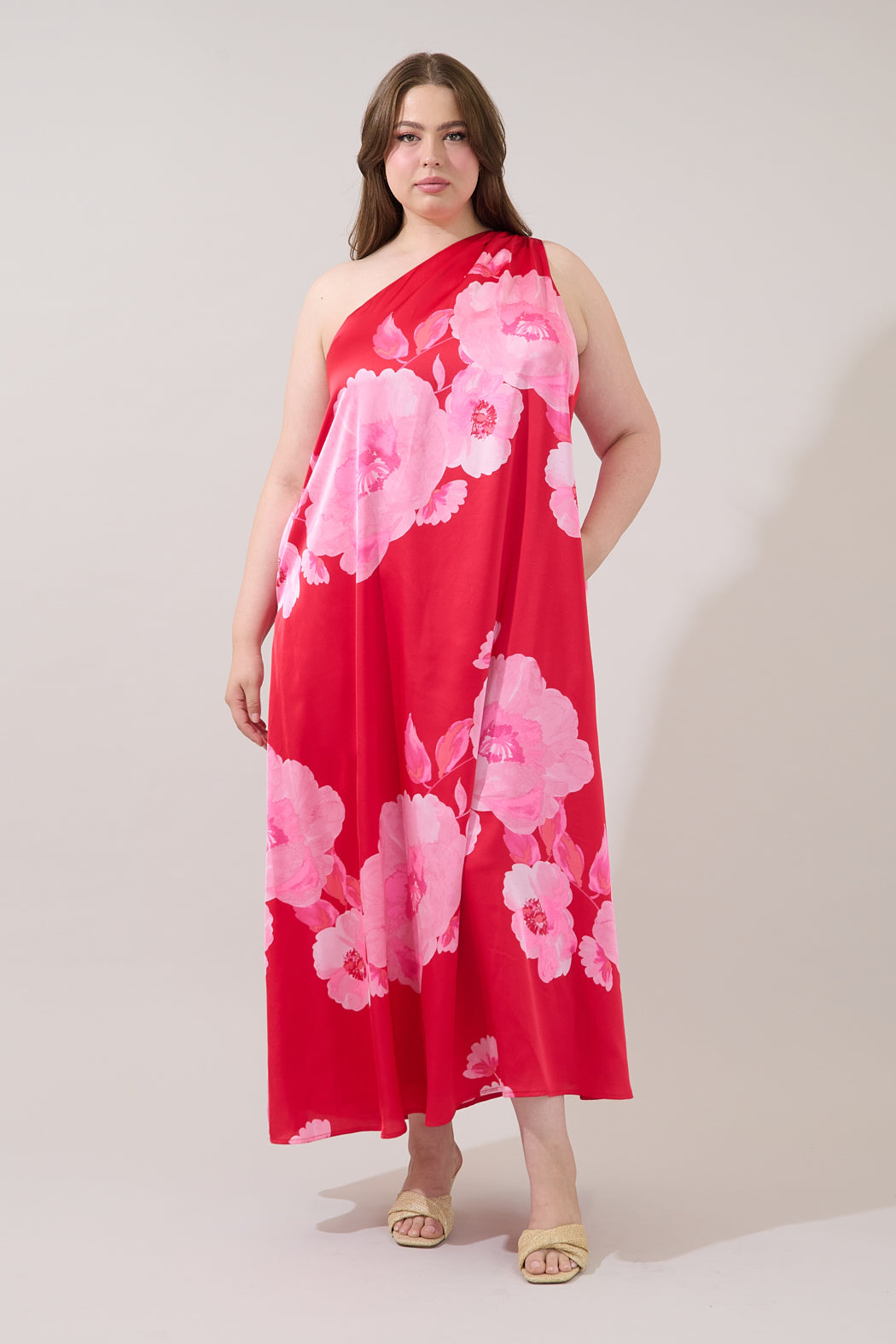 Glena Floral Pleated Maxi Dress Curve