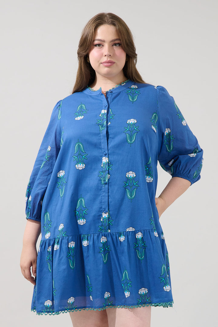 Yamila Ruffle Mini Dress Amena Floral Curve