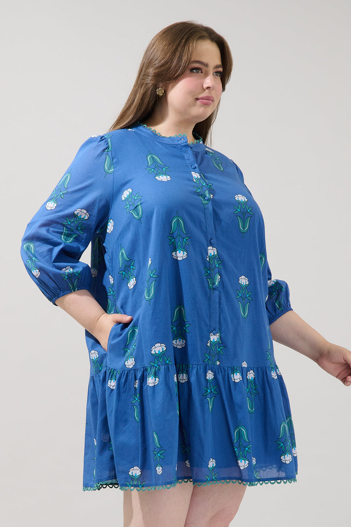 Yamila Ruffle Mini Dress Amena Floral Curve