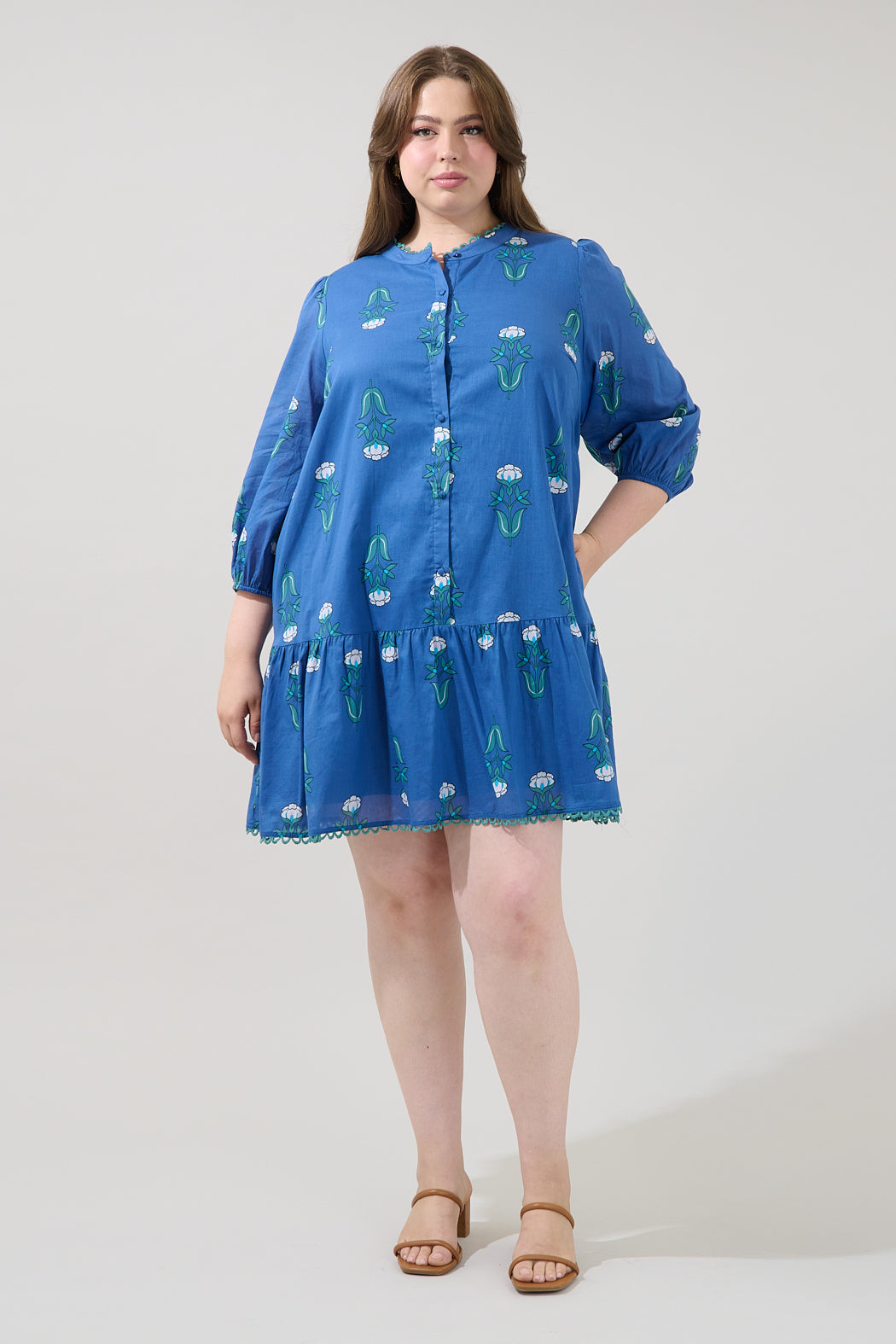 Yamila Ruffle Mini Dress Amena Floral Curve