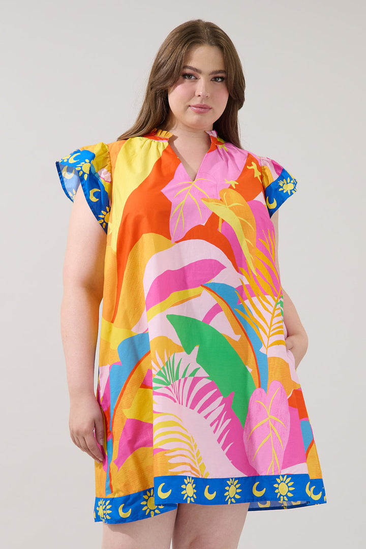 Genna Shift Mini Dress Tropical Curve