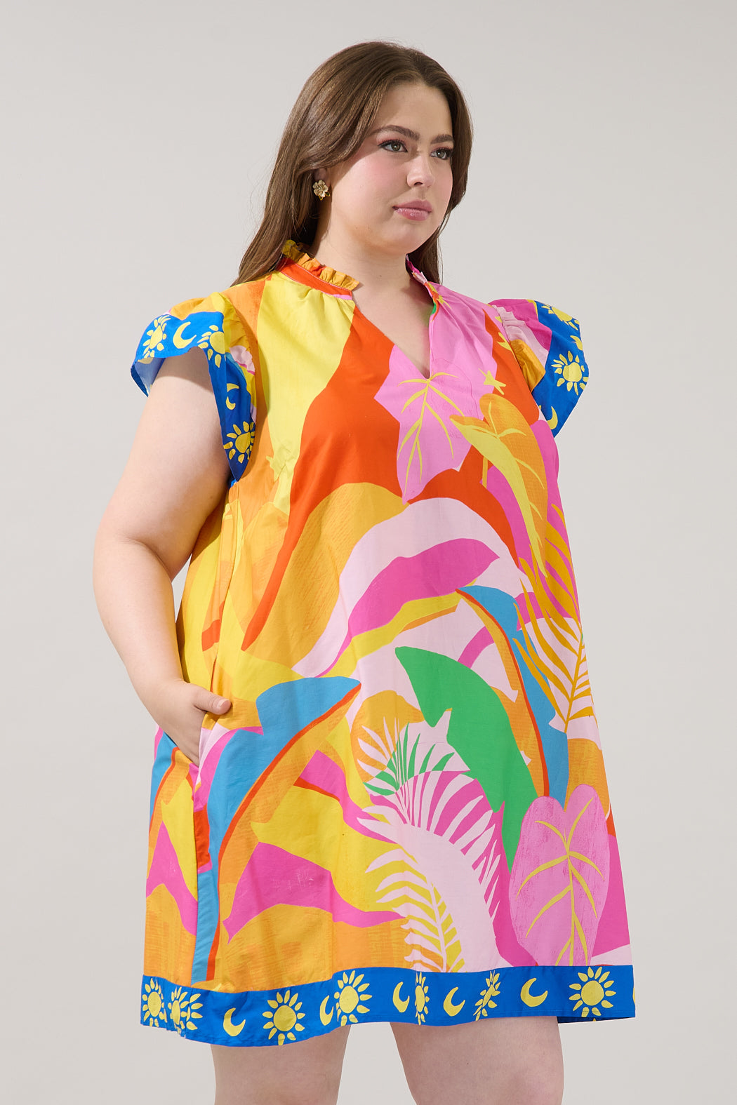 Genna Shift Mini Dress Tropical Curve