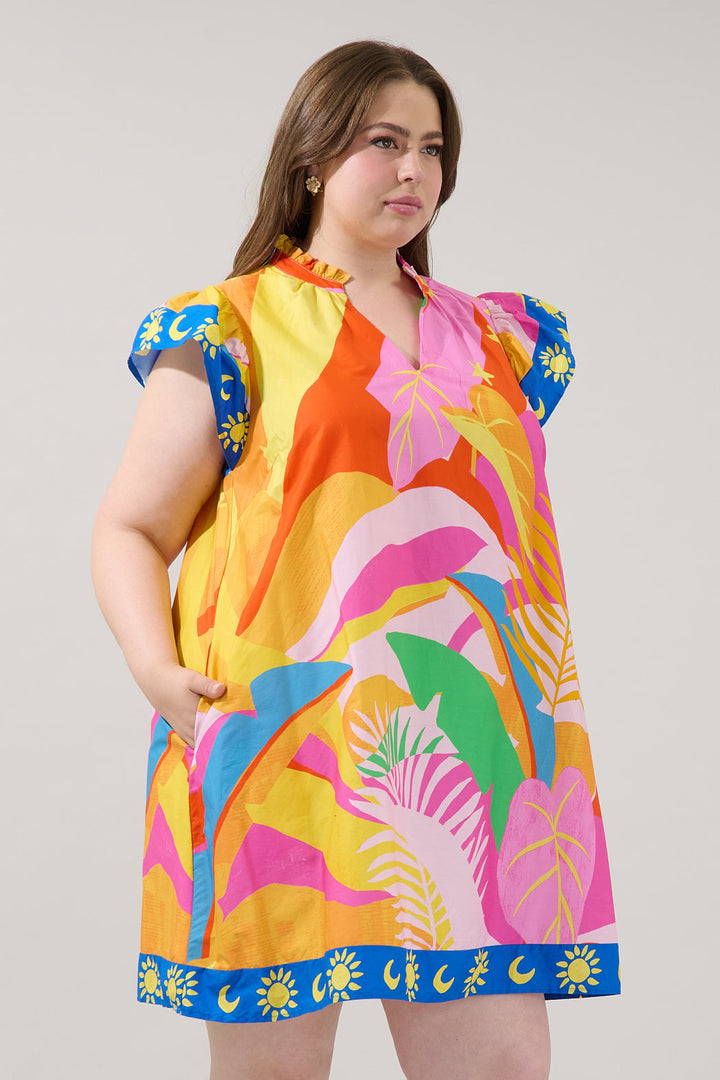 Genna Shift Mini Dress Tropical Curve
