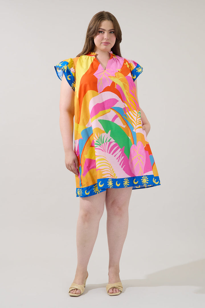 Genna Shift Mini Dress Tropical Curve