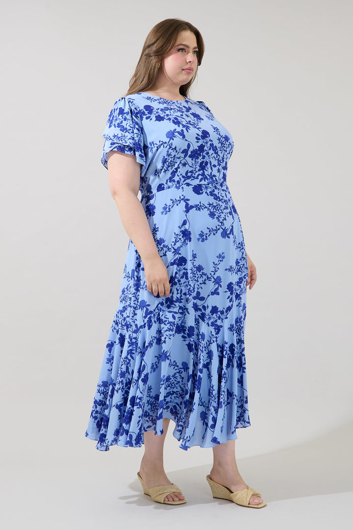 Judtih Flare Midi Dress Floral Curve
