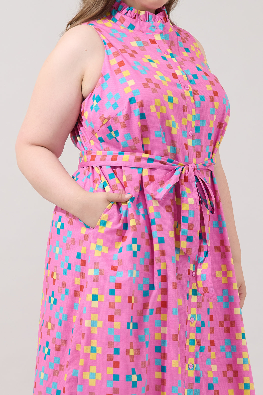 Gerlia Button Down Maxi Dress Pixel Curve