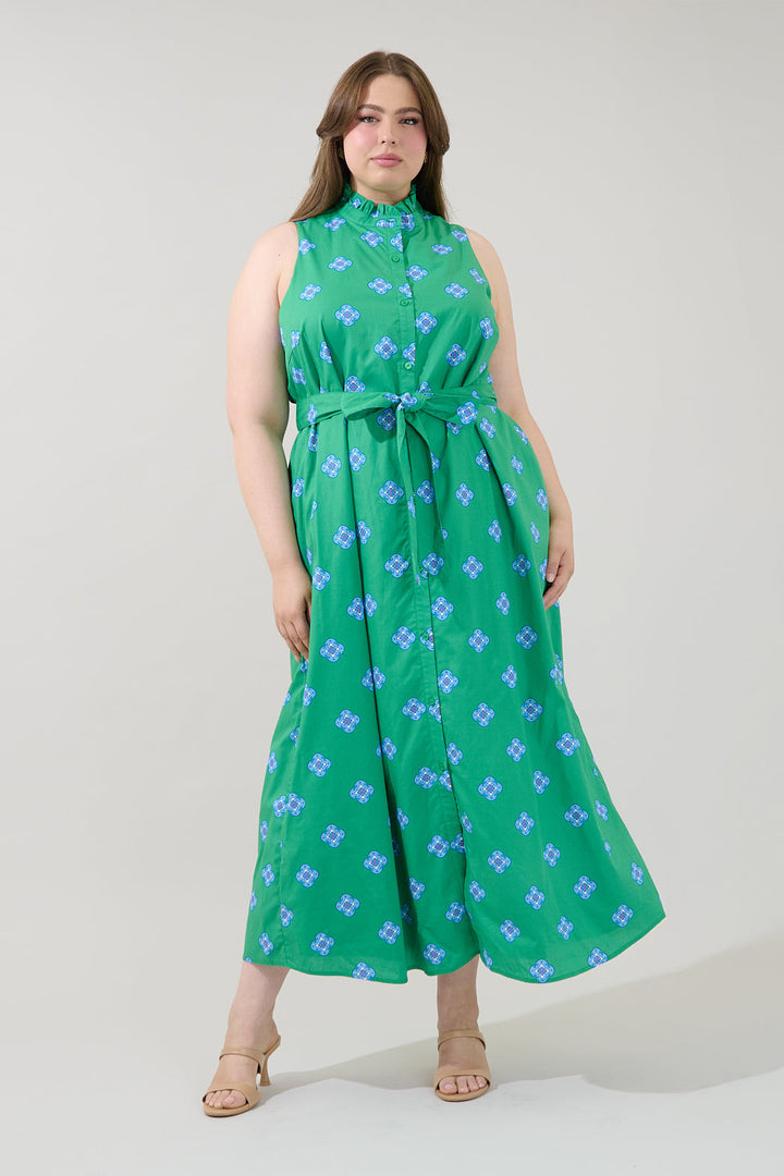 Gerlia Button Down Maxi Dress Medallion Curve