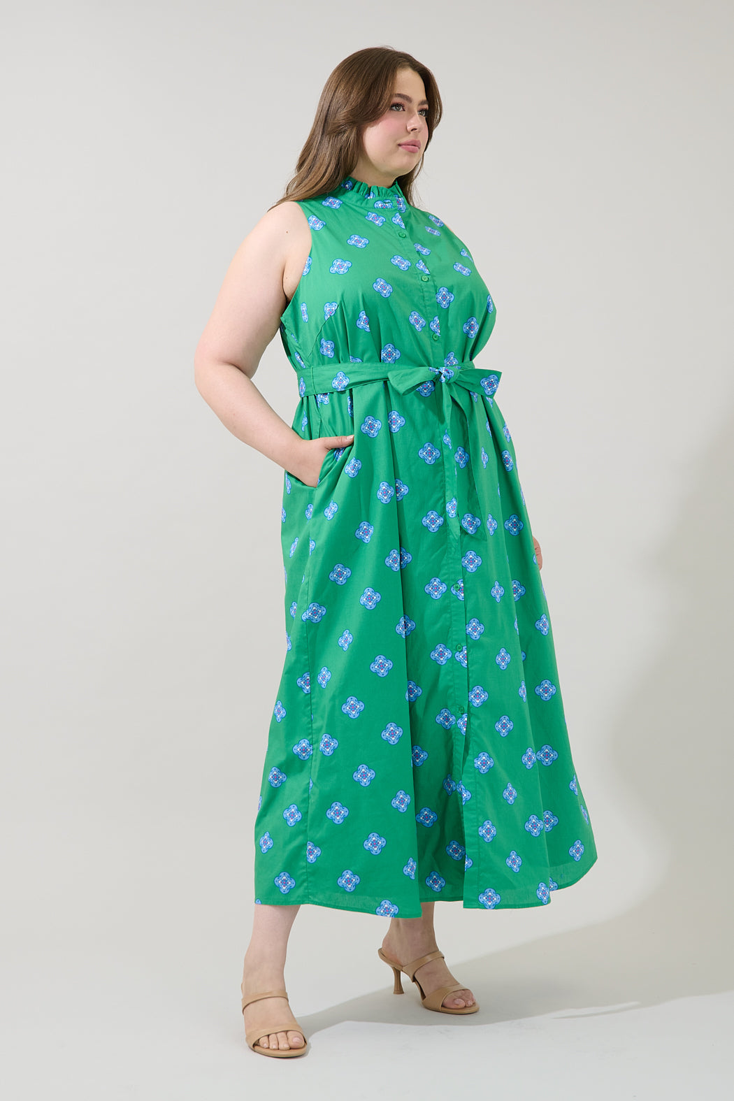 Gerlia Button Down Maxi Dress Medallion Curve