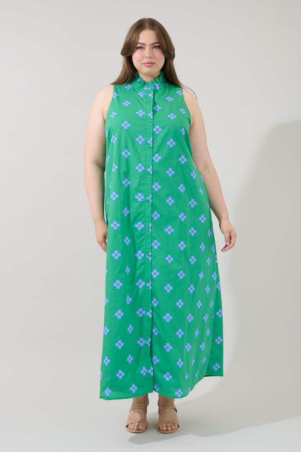 Gerlia Button Down Maxi Dress Medallion Curve