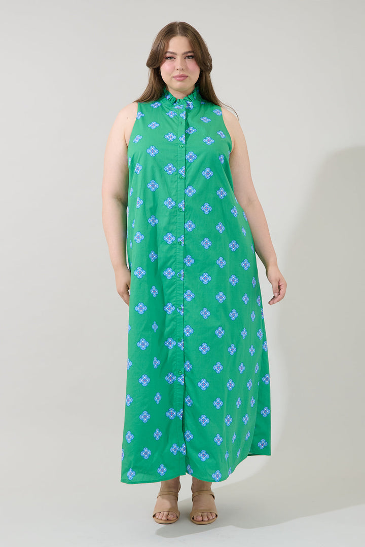 Gerlia Button Down Maxi Dress Medallion Curve