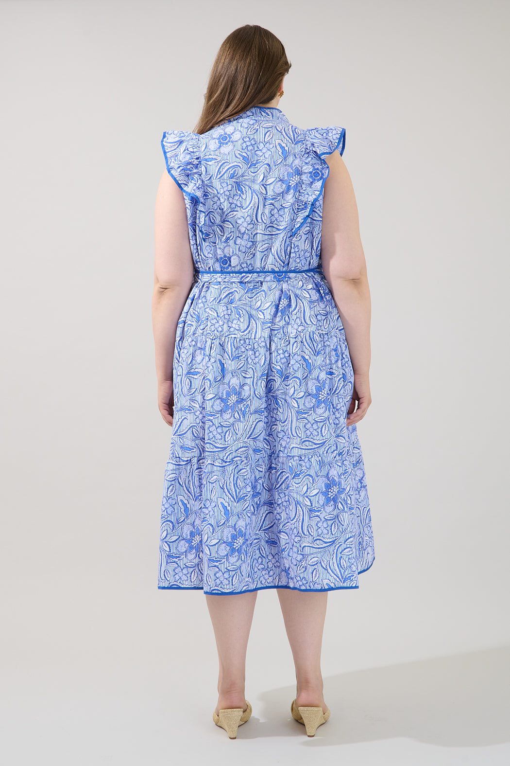 Kiana Ruffle Midi Dress Floral Curve