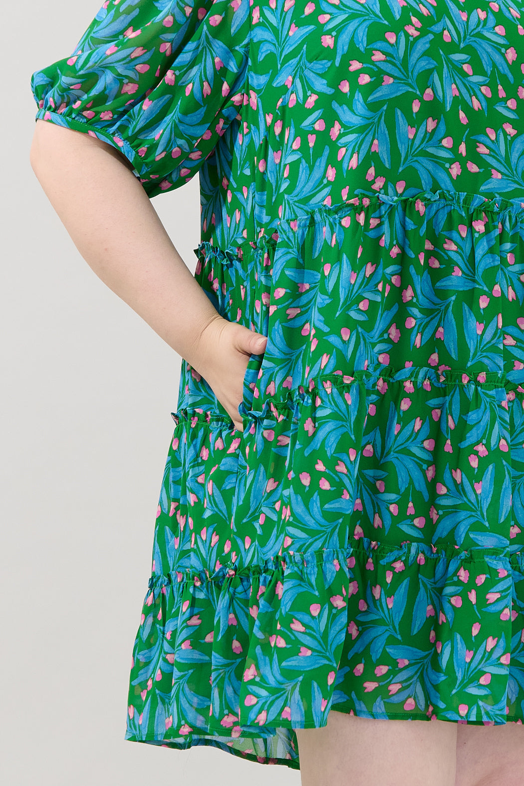 Edela Tiered Mini Dress Divina Floral Curve
