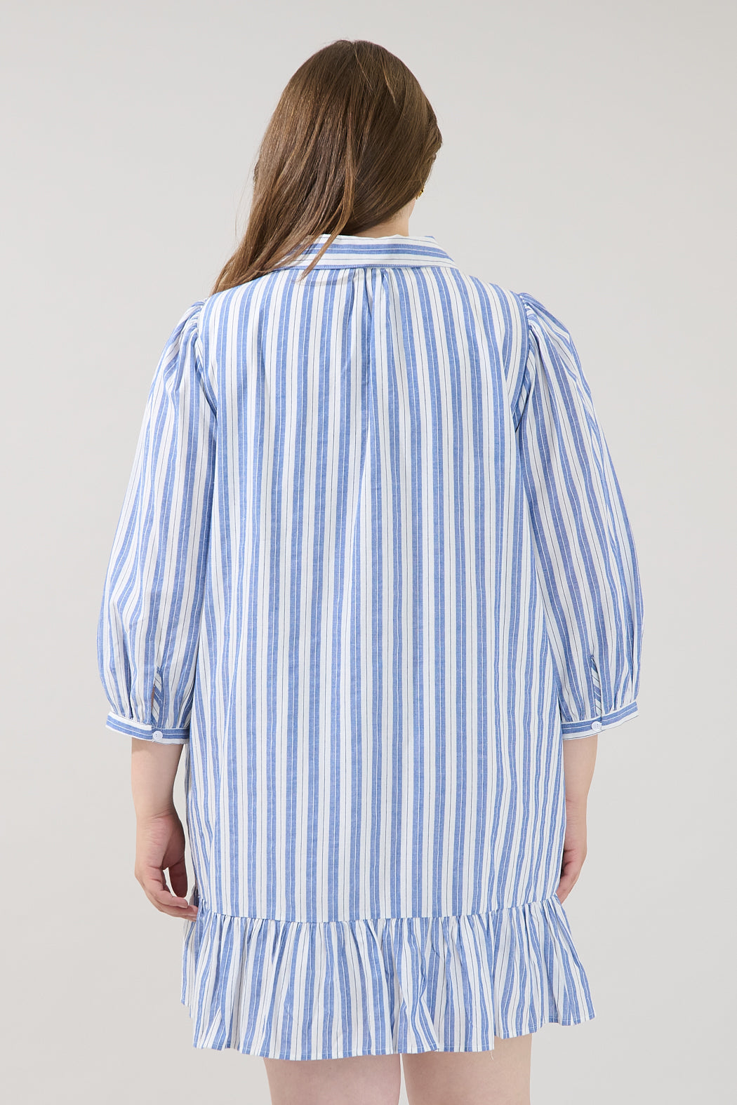 Maude Button Down Shift Dress Joncy Striped Curve