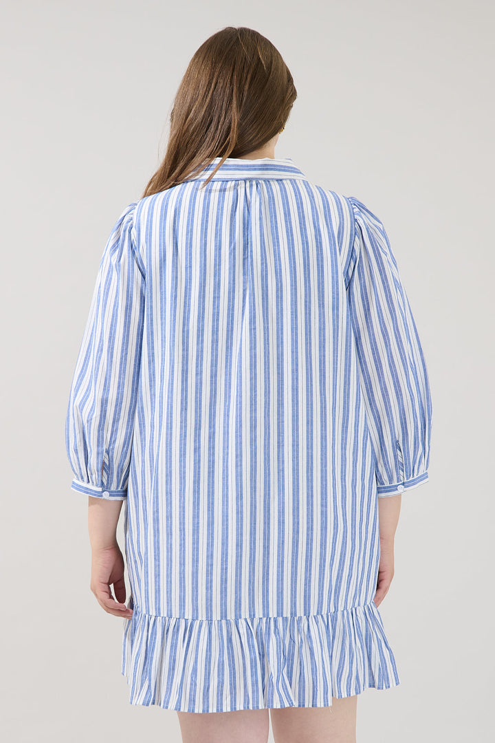 Maude Button Down Shift Dress Joncy Striped Curve