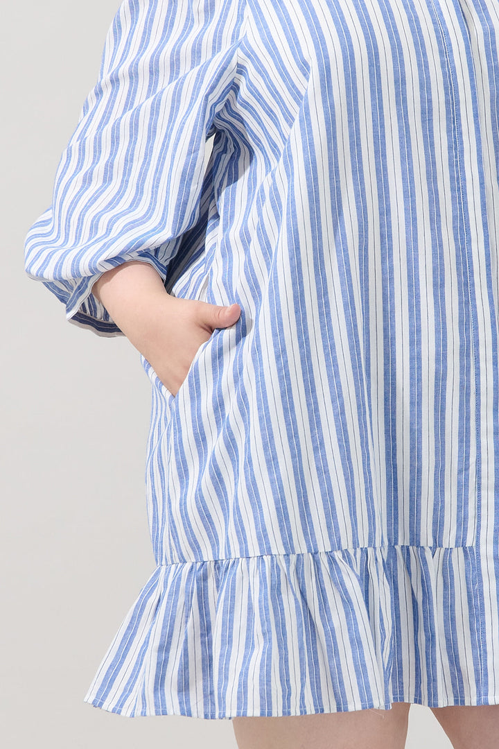 Maude Button Down Shift Dress Joncy Striped Curve