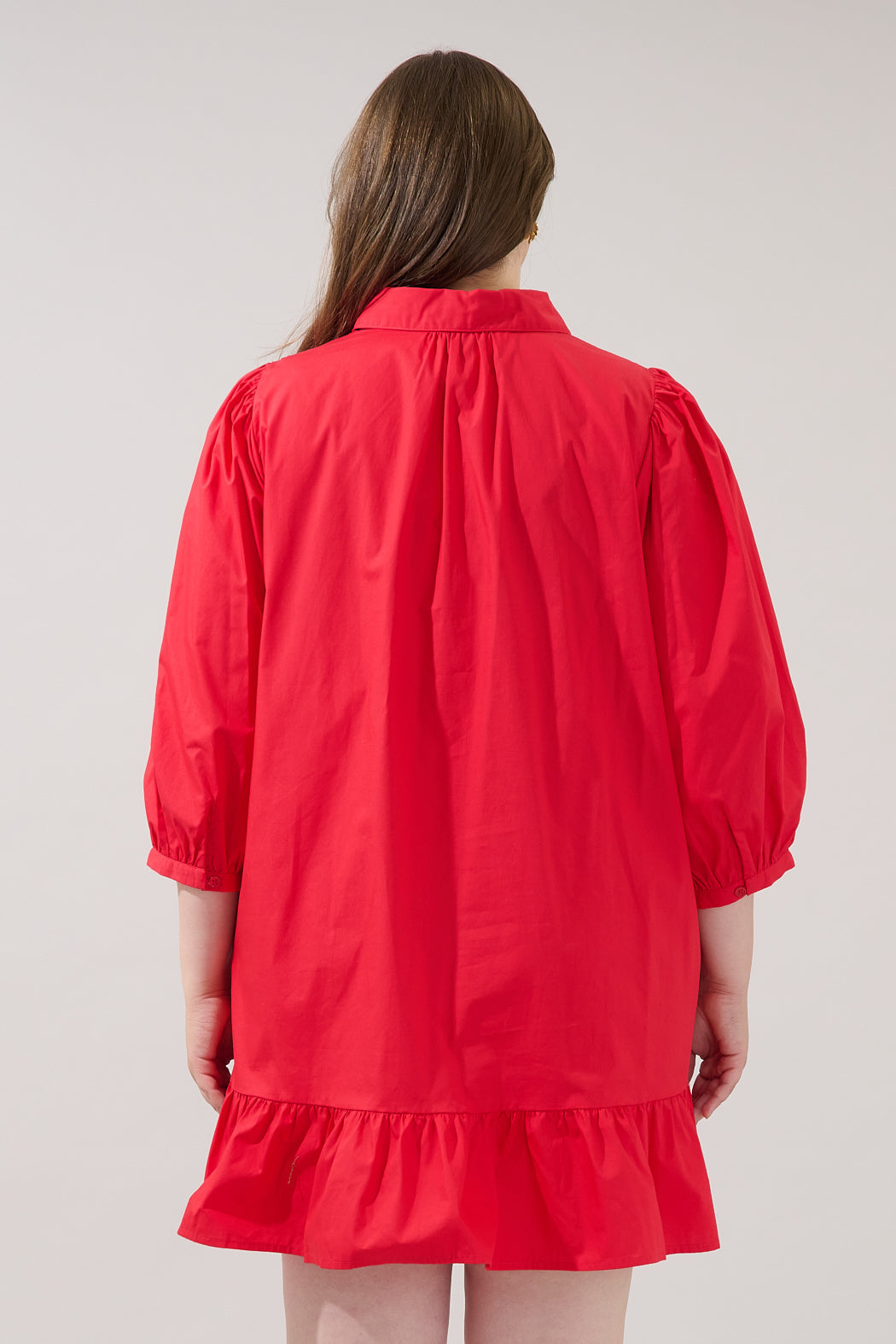 Maude Button Down Long Sleeve Shift Dress Curve