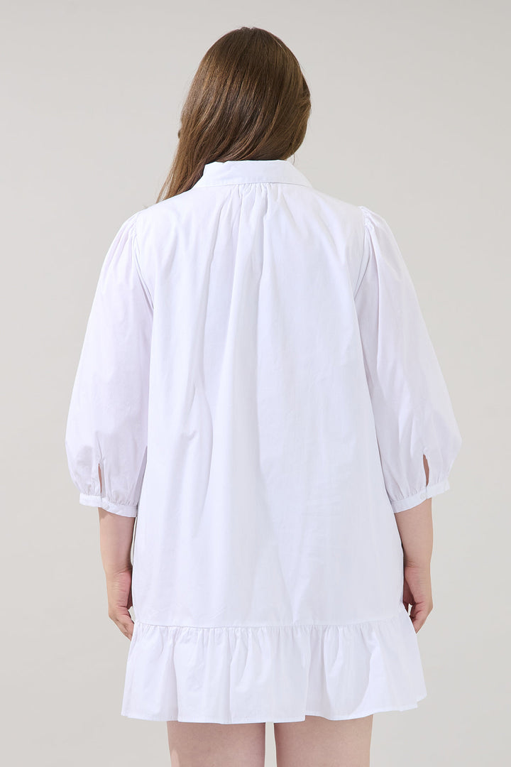 Maude Button Down Long Sleeve Shift Dress Curve