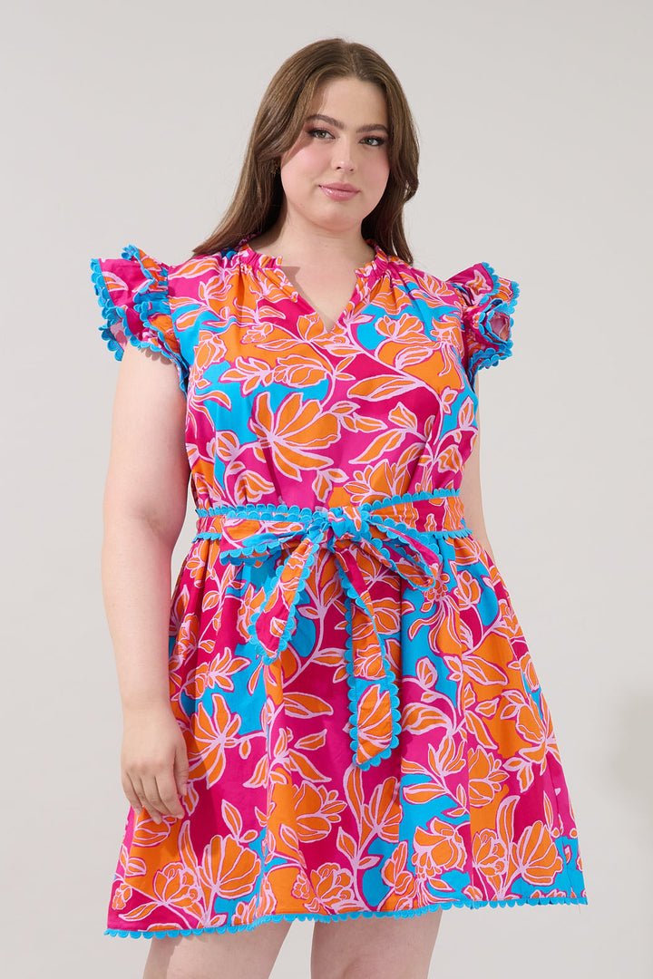 Cerina Ruffle Shift Mini Dress Dalsia Floral Curve