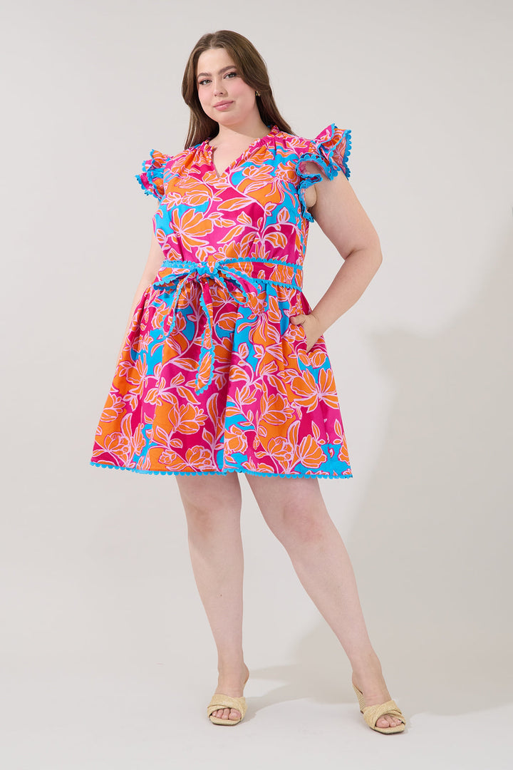 Cerina Ruffle Shift Mini Dress Dalsia Floral Curve