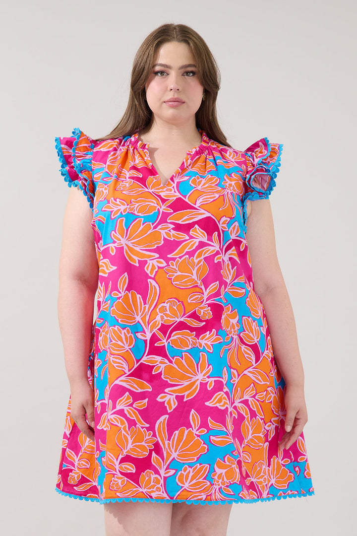 Cerina Ruffle Shift Mini Dress Dalsia Floral Curve