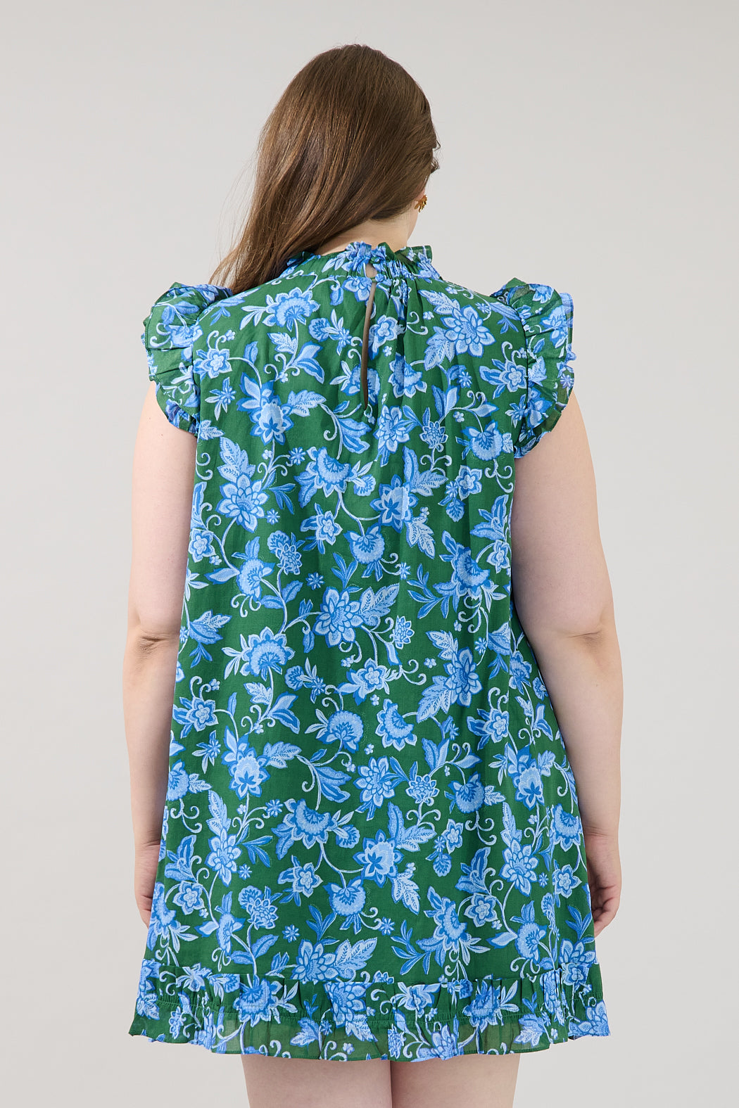 Damson Ruffle Shift Dress Cornflower Curve