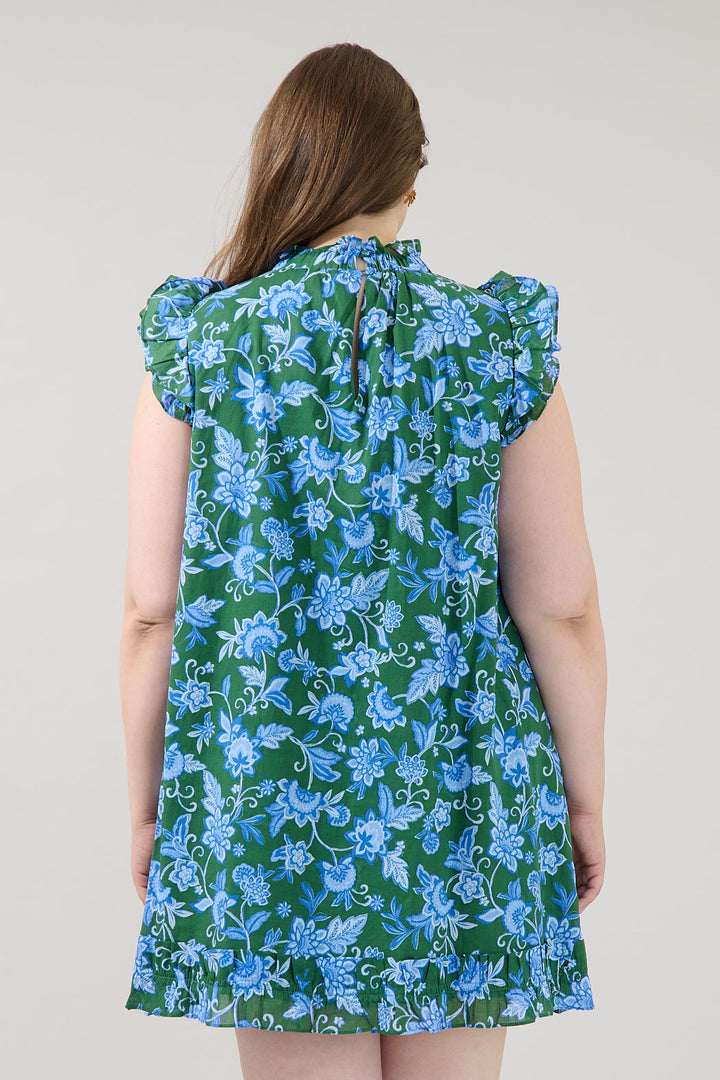Damson Ruffle Shift Dress Cornflower Curve