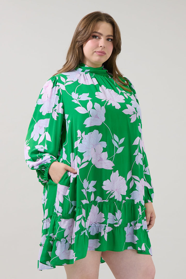 Vanice Long Sleeve Mini Dress Merla Floral Curve
